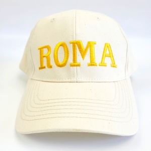 Beige Gold Embroidered Roma Baseball Unisex Hats/Cap One Size Fits All